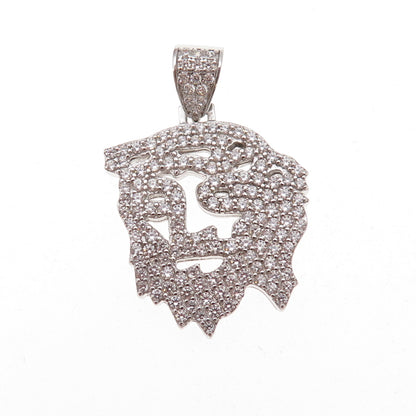 925 Sterling Silver Round-Cut C Z Jesus Charm Pendant