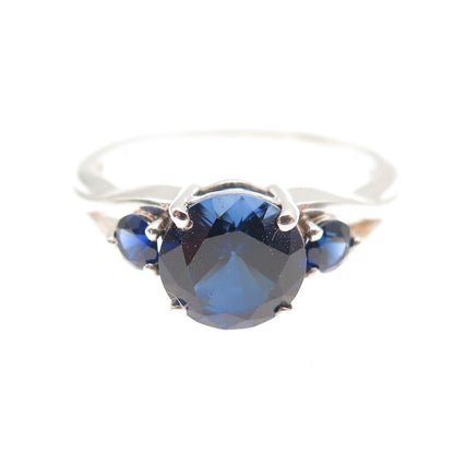 Chuck Clemency 925 Sterling Silver Lab-Created Sapphire Ring Size 7