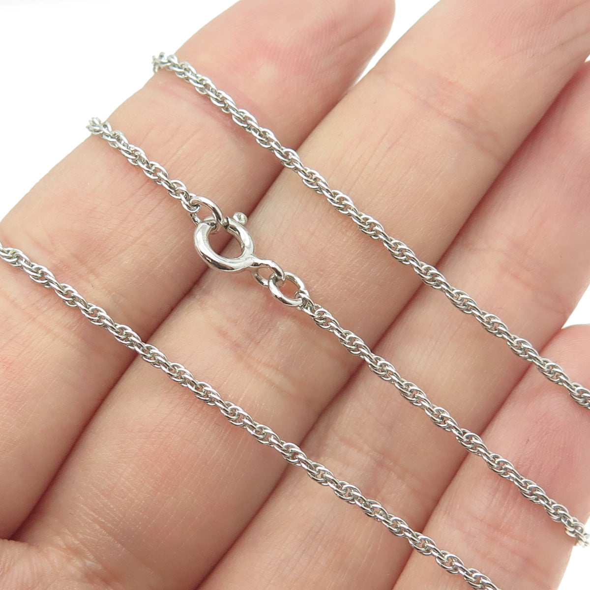 925 Sterling Silver Round-Cut White C Z Twisted Rope Chain Necklace 18"