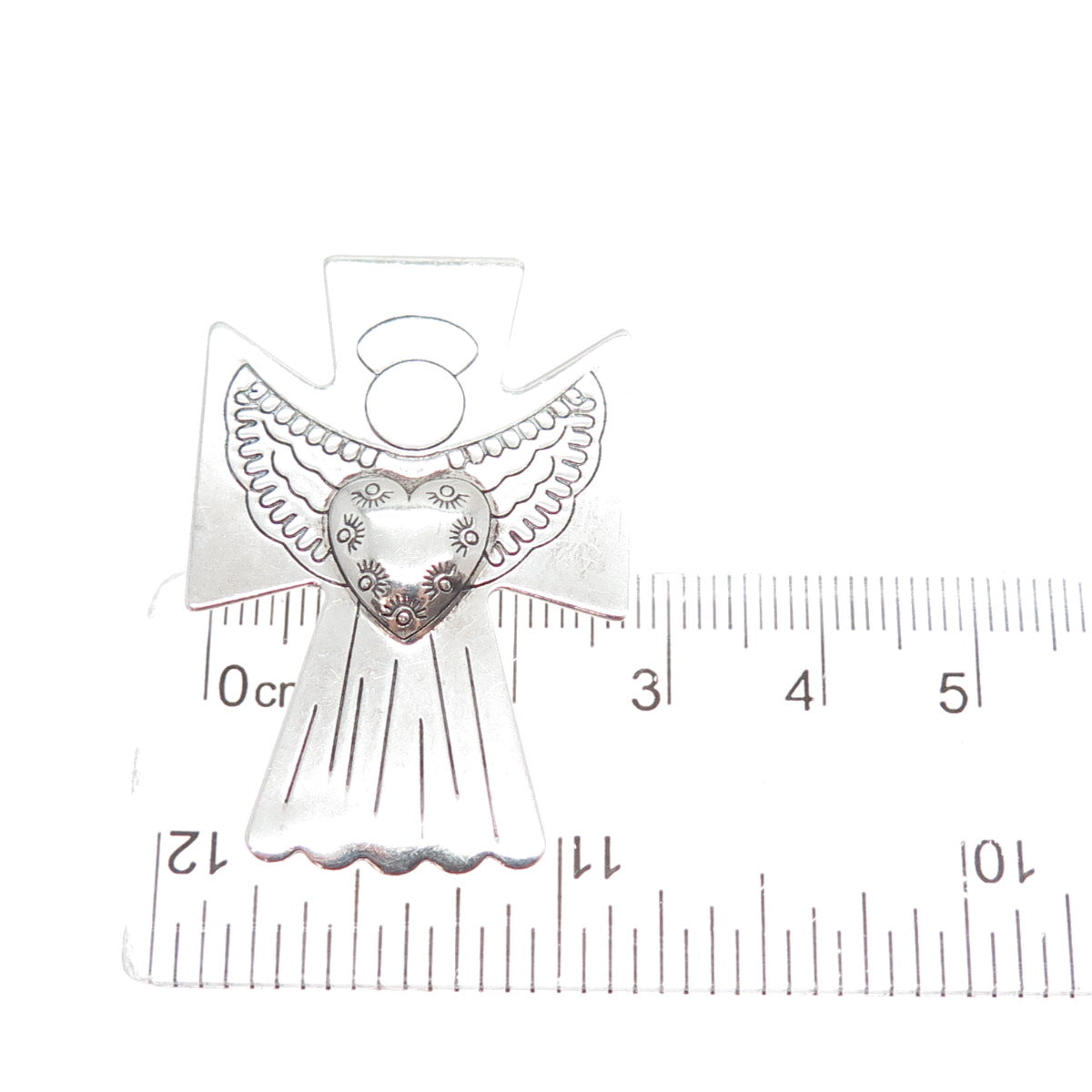 CAROLYN POLLACK 925 Sterling Silver Vintage Heart Angel Pin Brooch / Pendant