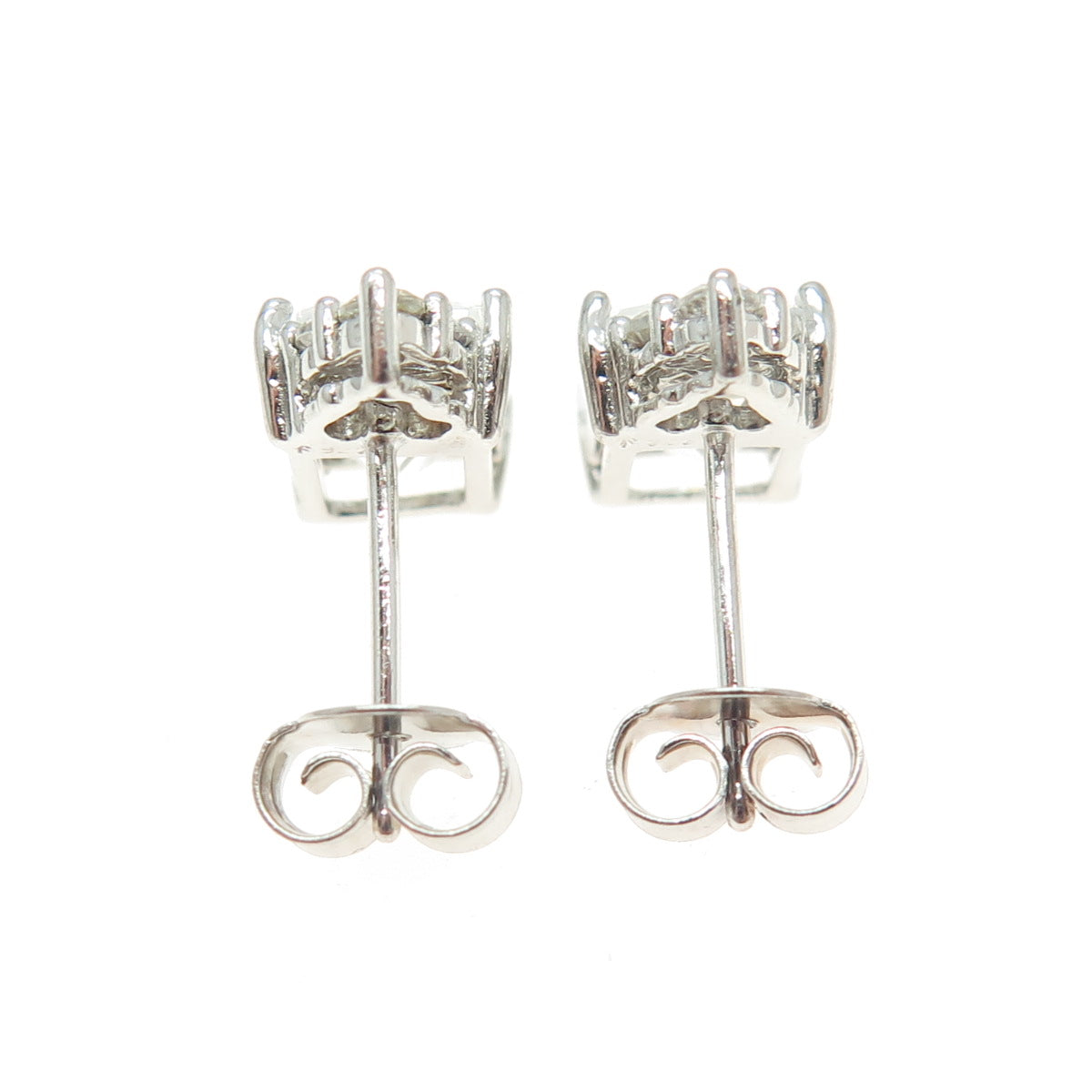 925 Sterling Silver Radiant & Round-Cut Shaped C Z Stud Earrings