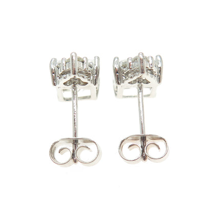 925 Sterling Silver Radiant & Round-Cut Shaped C Z Stud Earrings