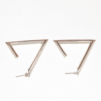 925 Sterling Silver Vintage Modernist Triangle Hoop Earrings