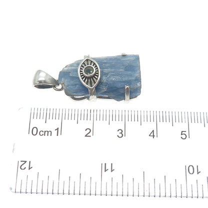 925 Sterling Silver Vintage Real Kyanite & Peridot Evil's Eye Charm Pendant