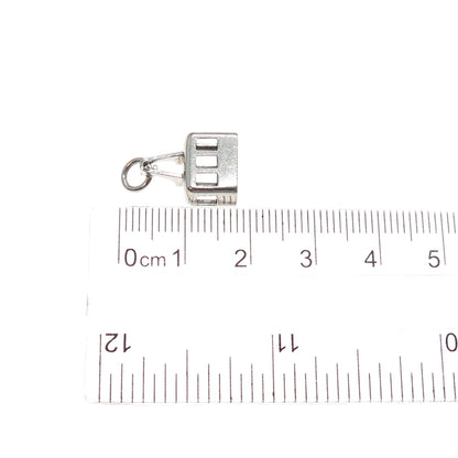 800 Silver Vintage Cable Car Minimalist 3D Charm Pendant