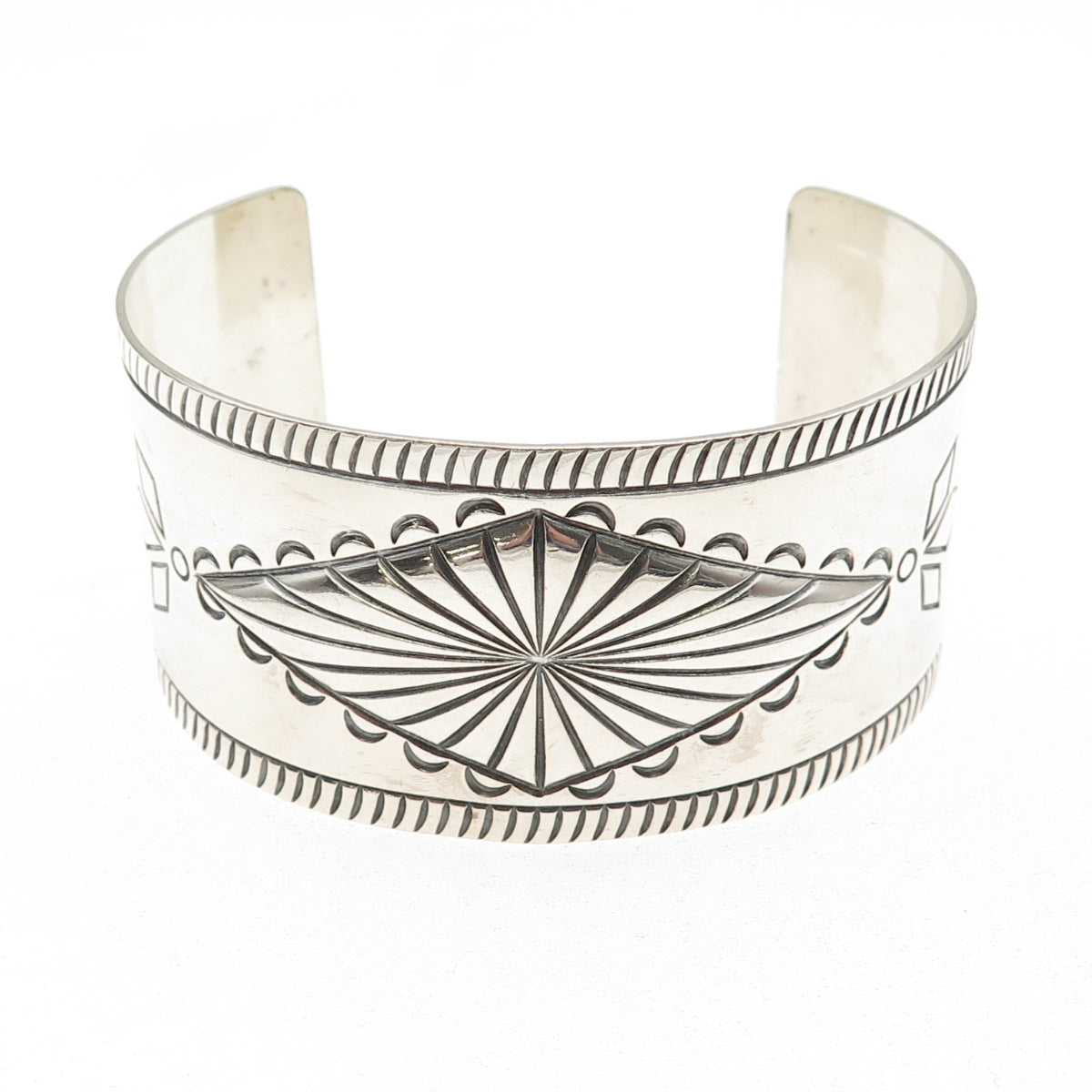 Old Pawn 925 Sterling Silver Vintage Southwestern Adjustable Wide Bracelet 7"
