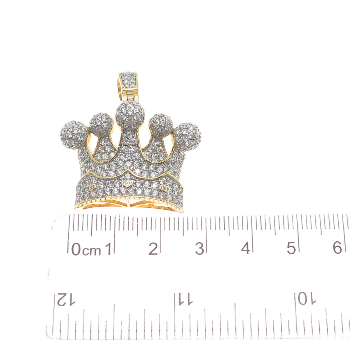 925 Sterling Silver Gold Plated Round-Cut Shaped C Z Crown Sparkle Pendant