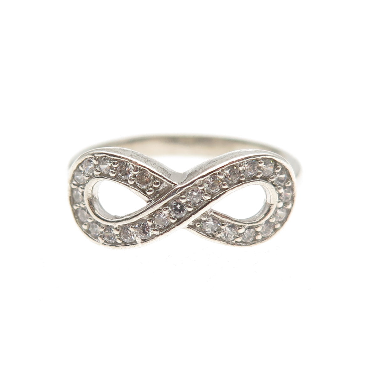 925 Sterling Silver Round-Cut C Z Infinity Ring Size 6.5