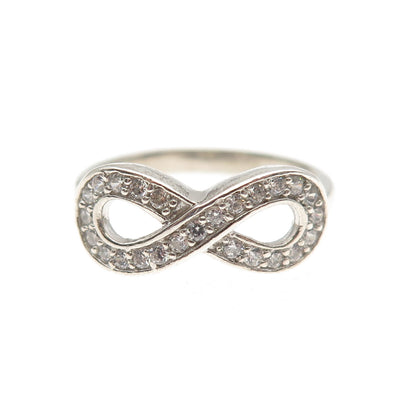 925 Sterling Silver Round-Cut C Z Infinity Ring Size 6.5