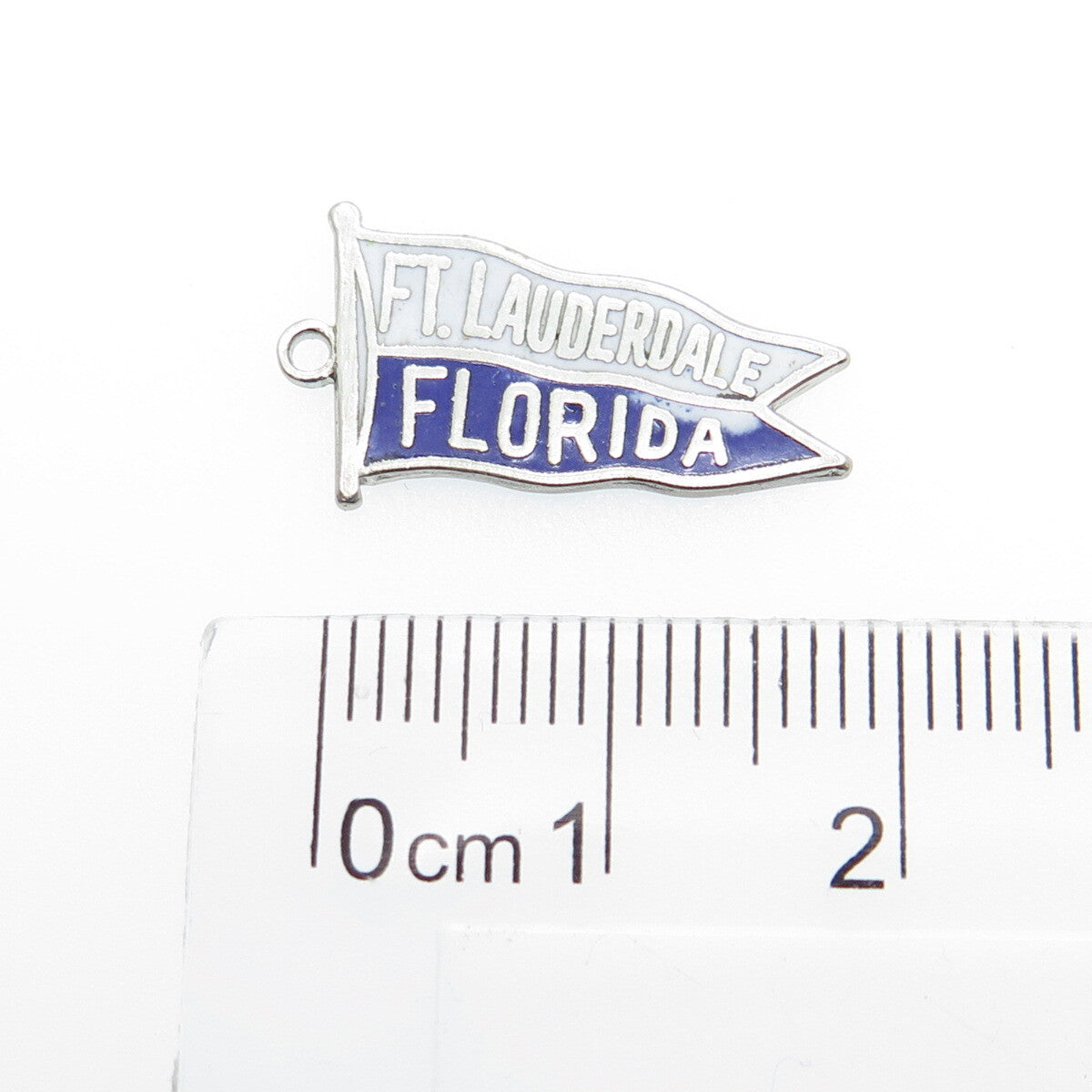 FRENCH & FRANKLIN Sterling Silver Vintage Enamel Fort Lauderdale FL Mini Pendant