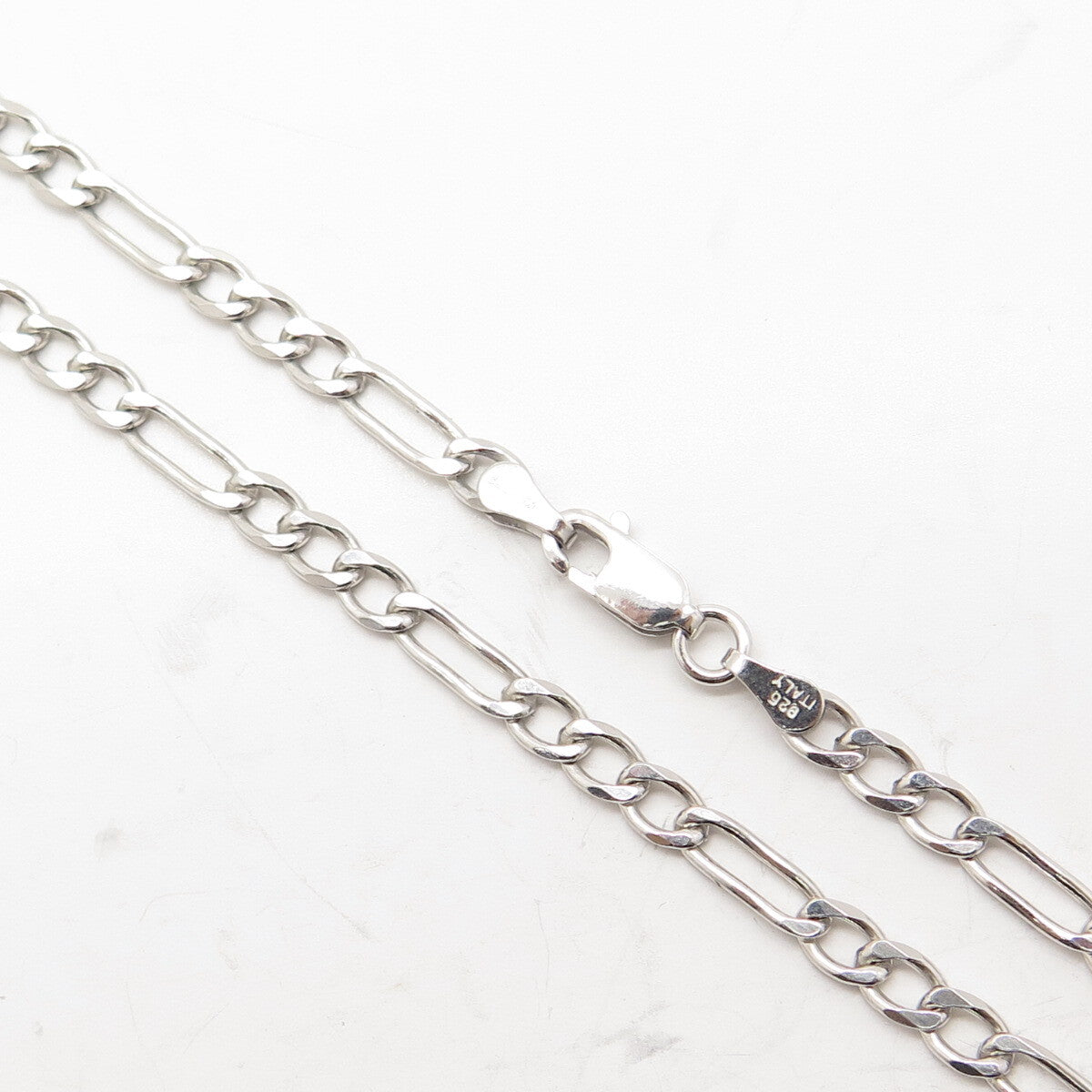 925 Sterling Silver Italy Figaro Chain Necklace 20"