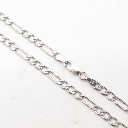 925 Sterling Silver Italy Figaro Chain Necklace 20"