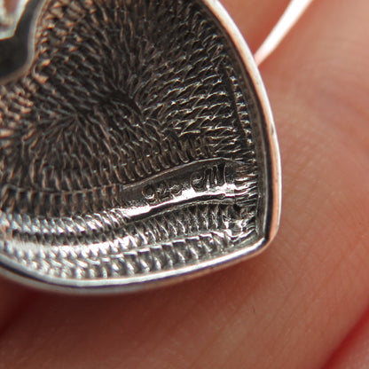 CHARLES WINSTON 925 Sterling Silver Vintage Flower Heart Oxidized Charm Pendant