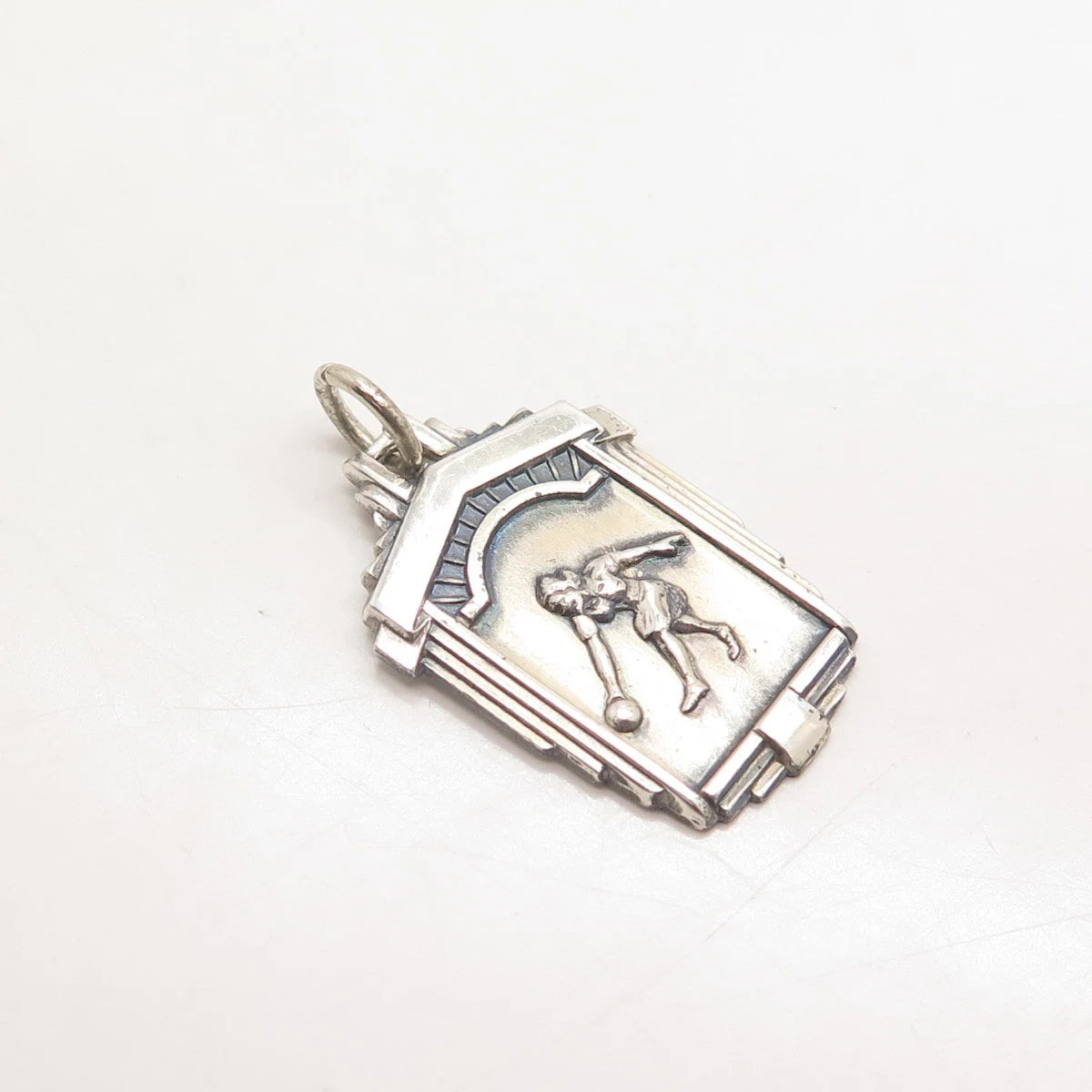 925 Sterling Silver Vintage Bowling Woman 1964 Pendant