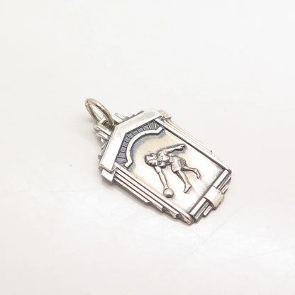 925 Sterling Silver Vintage Bowling Woman 1964 Pendant