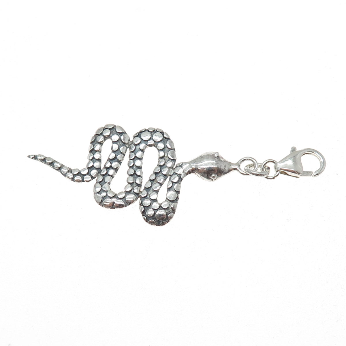 925 Sterling Silver Vintage Snake Lobster Claw Lock Pendant
