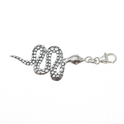 925 Sterling Silver Vintage Snake Lobster Claw Lock Pendant