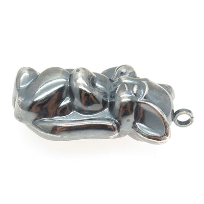 925 Sterling Silver Vintage Squirrel Puffy Hollow Oxidized Pendant