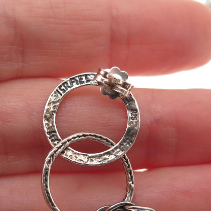 Didae 925 Sterling Silver Vintage Israel Interlocked Circle Dangle Earrings