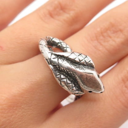 925 Sterling Silver Vintage Cobra Wrapped Ring Size 8.5