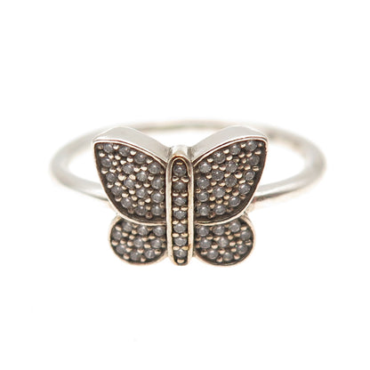 PANDORA 925 Sterling Silver Round-Cut C Z Butterfly Ring Size 6.75