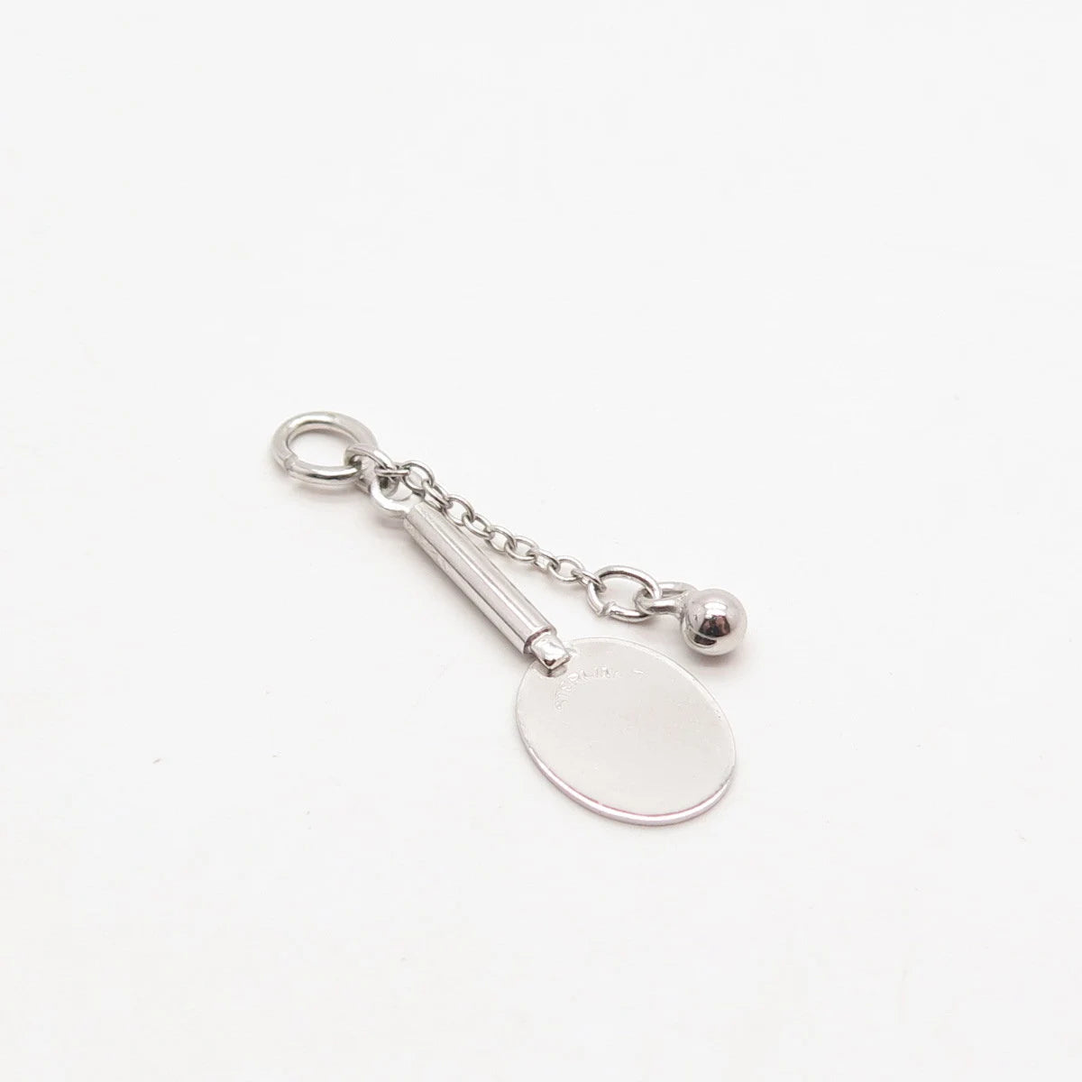 925 Sterling Silver Vintage Old Stock Tennis Racquet w/ Ball Pendant