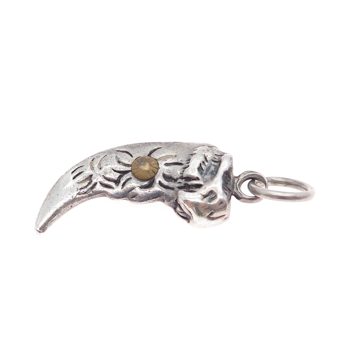 925 Sterling Silver 2-Tone Vintage Tribal Claw Amulet Oxidized Charm Pendant
