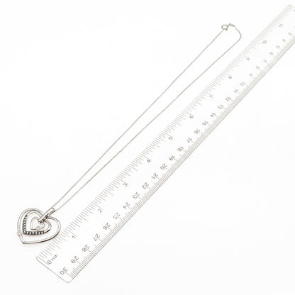 925 Sterling Silver Round-Cut C Z Triple Heart Cable Chain Necklace 18"