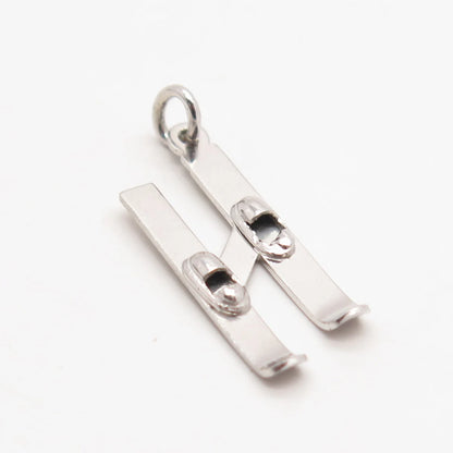 925 Sterling Silver Vintage Old Stock Skis Pendant