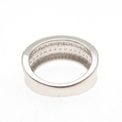 925 Sterling Silver 2-Tone Round-Cut Pink & White C Z Ring Size 5.25