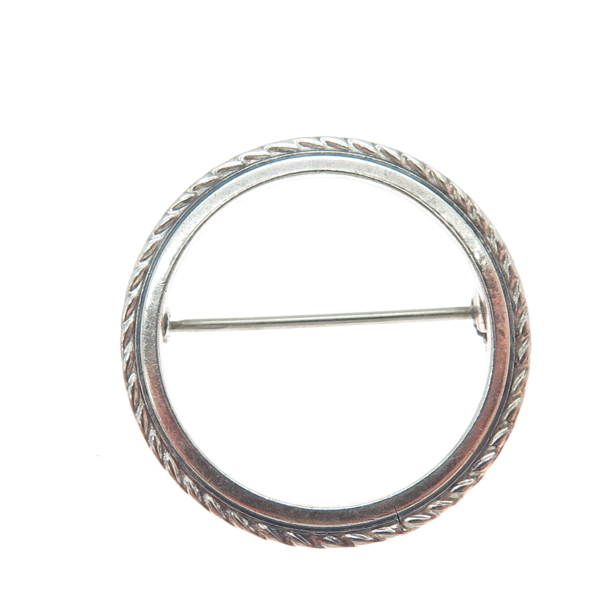 925 Sterling Silver Vintage Circle of Life Oxidized Pin Brooch