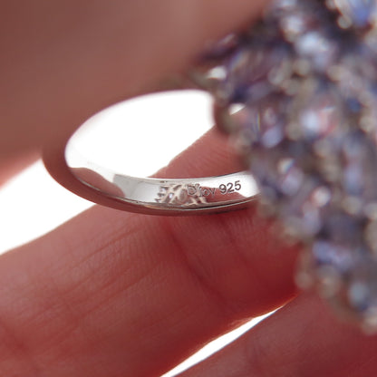 D'Joy 925 Sterling Silver Real Marquise-Cut Tanzanite Ring Size 8.25