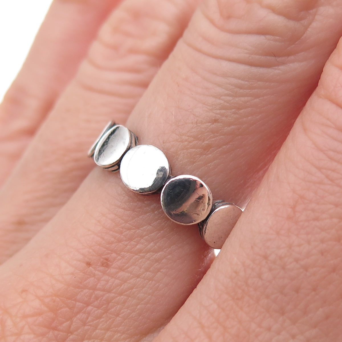 John Hardy 925 Sterling Silver Vintage Dot Oxidized Band Ring Size 7.25