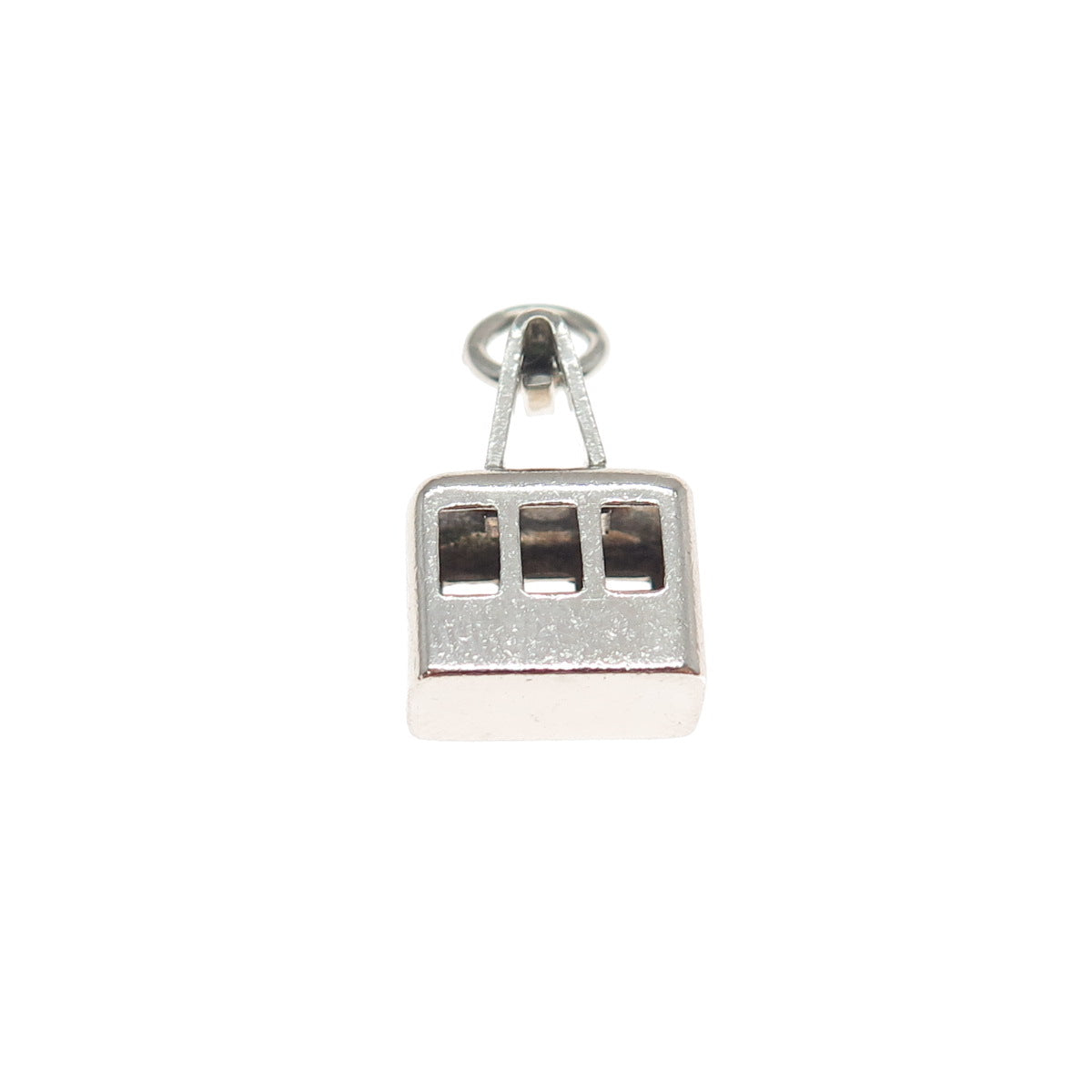 800 Silver Vintage Cable Car Minimalist 3D Charm Pendant