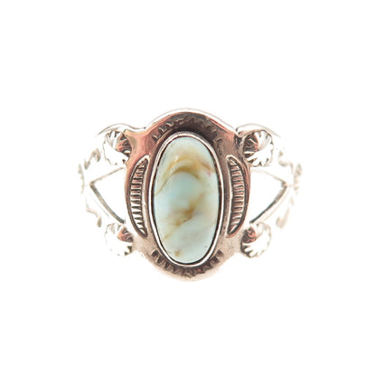 Uncas 925 Sterling Silver Vintage Real Tyrone Turquoise Oxidized Ring Size 7.75