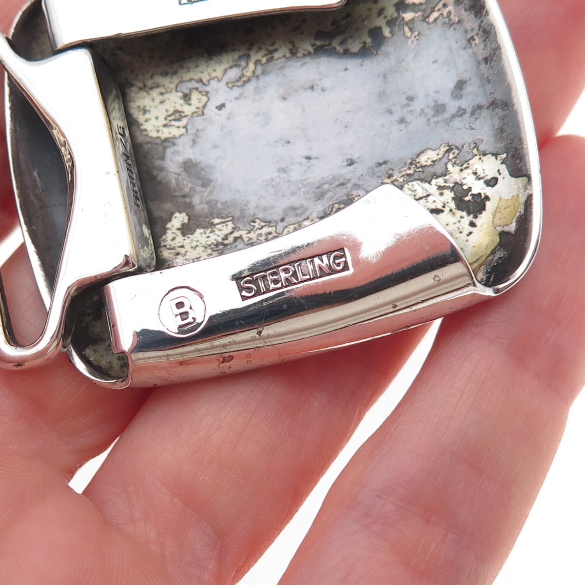 Hickok 925 Sterling Silver Antique Art Deco Letter B Initial Belt Buckle