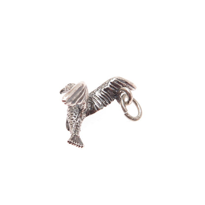 BEAU 925 Sterling Silver Vintage Seagull Oxidized Minimalist 3D Charm Pendant