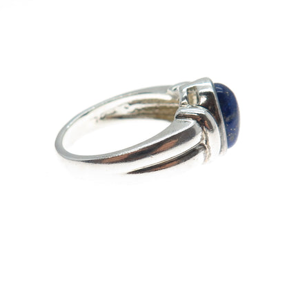 ROSS SIMONS 925 Sterling Silver Vintage Real Lapis Modernist Ring Size 7.25