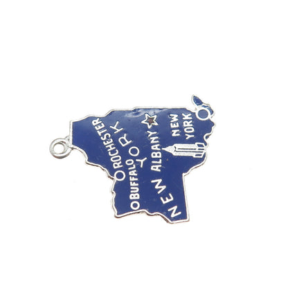 ART'S ELEGANCE 925 Sterling Silver Vintage Enamel New York Charm Pendant