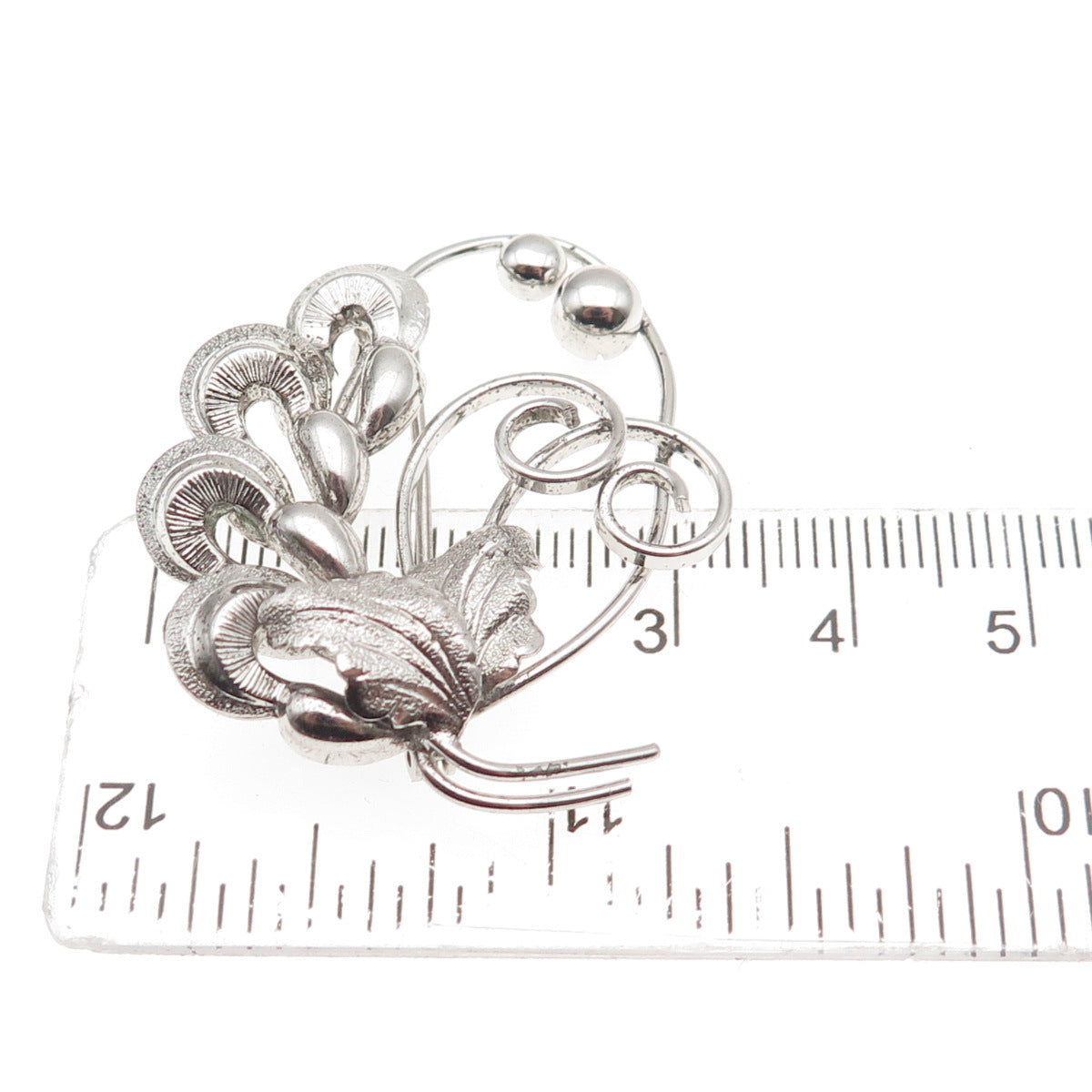 BOND BOYD 925 Sterling Silver Vintage Floral Oxidized Pin Brooch