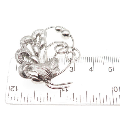 BOND BOYD 925 Sterling Silver Vintage Floral Oxidized Pin Brooch