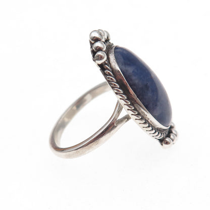 Old Pawn 925 Sterling Silver Vintage Southwestern Sodalite Tribal Ring Size 7