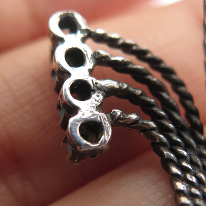 925 Sterling Silver Vintage Faux Turquoise Adjustable Oxidized Ring Size 4.5