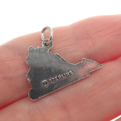 FRENCH & FRANKLIN Sterling Silver Vintage Virginia Oxidized Minimalist Pendant