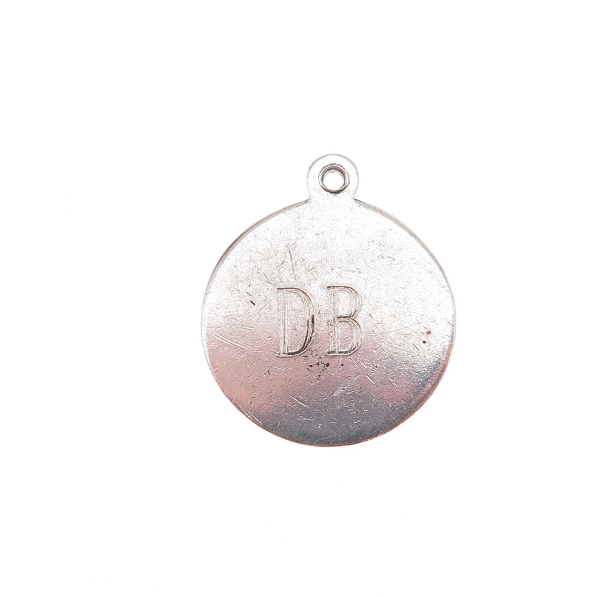 Tiffany & Co. Makers Sterling Silver Vintage Engraved DB Mono Round Tag Pendant