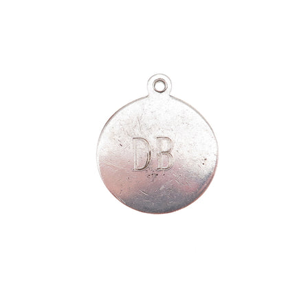 Tiffany & Co. Makers Sterling Silver Vintage Engraved DB Mono Round Tag Pendant