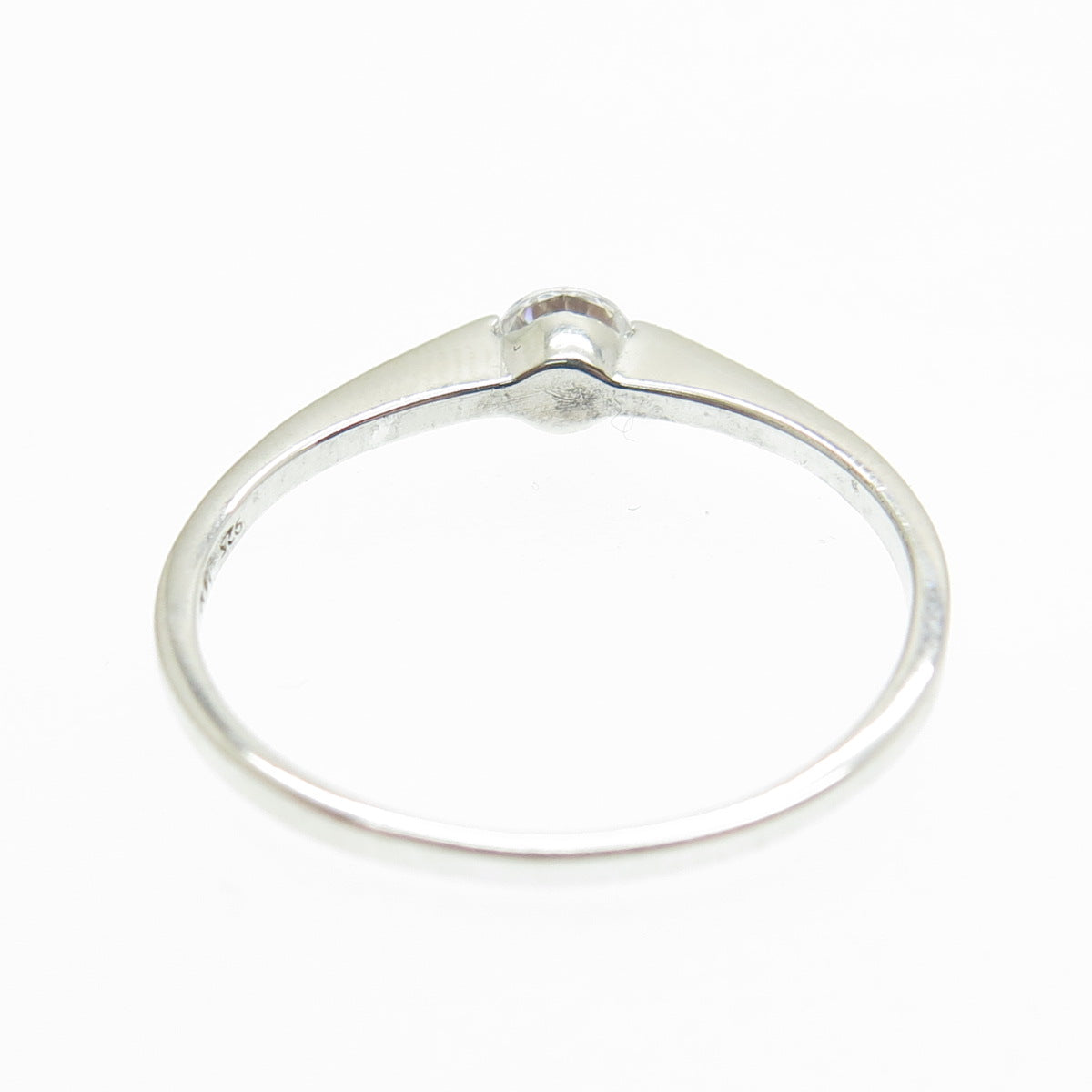 925 Sterling Silver Vintage Round-Cut Shaped C Z Engagement Ring Size 7