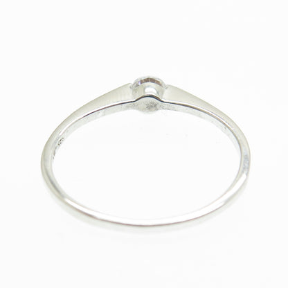 925 Sterling Silver Vintage Round-Cut Shaped C Z Engagement Ring Size 7