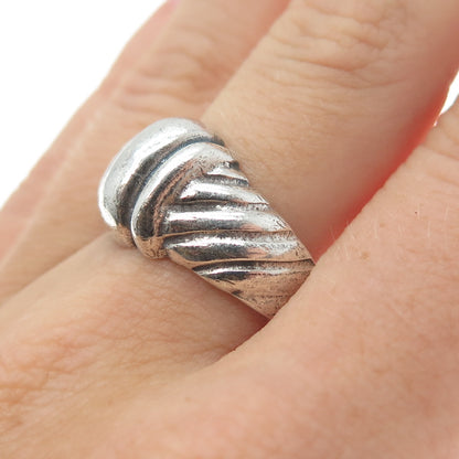 925 Sterling Silver Vintage Modernist Oxidized Ring Size 8