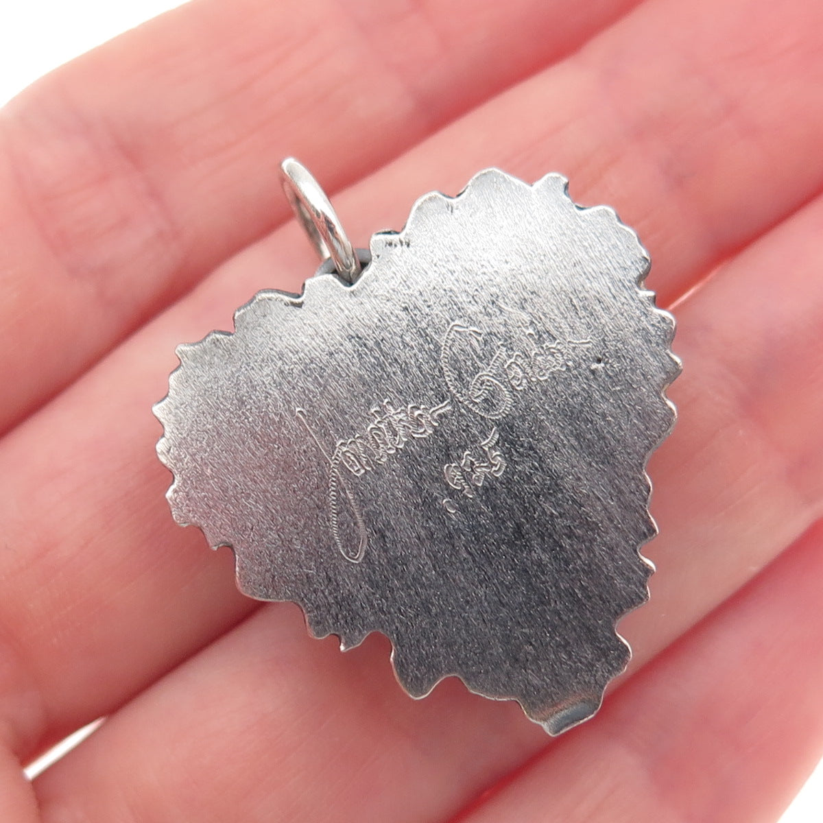 Jonathan Gordon Sterling Silver Vintage Real Tourmaline Modernist Heart Pendant